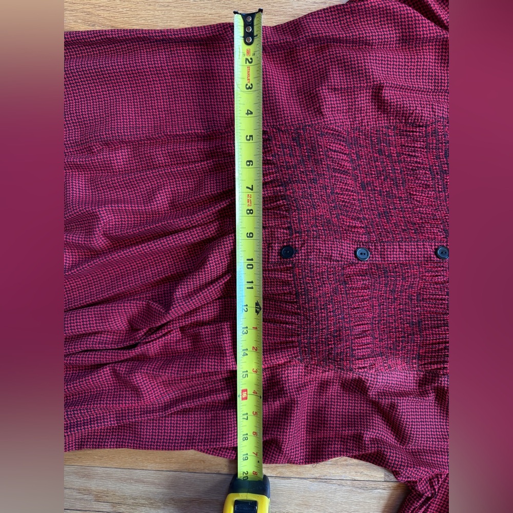 Vintage Red Long Sleeve Midi Dress with Black Collar - Picture 6 of 6